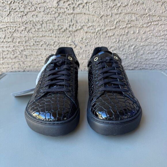 NEW Birkenstock Bend Low Croc Embossed Sneakers Womens 39EU or 8US Black Shiny - Picture 2 of 13